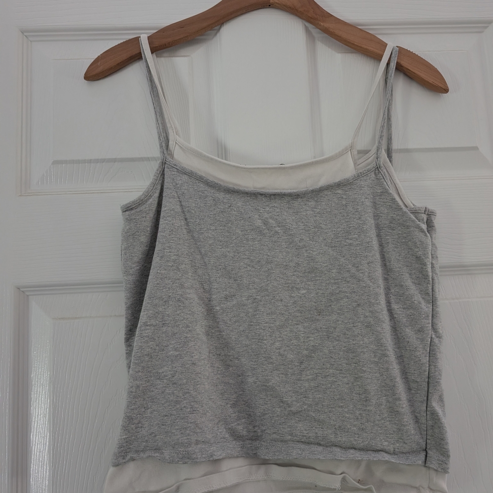 Gray And White Women's Layered Tank Top
